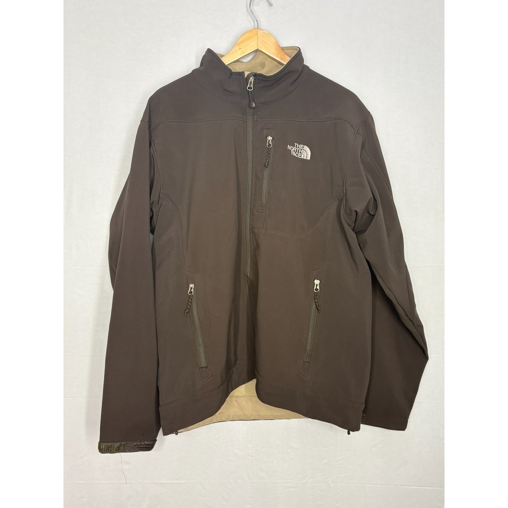 The North Face Apex‎ Bionic Soft Shell Zip Up Jacket Mens Brown Zipper Pockets L